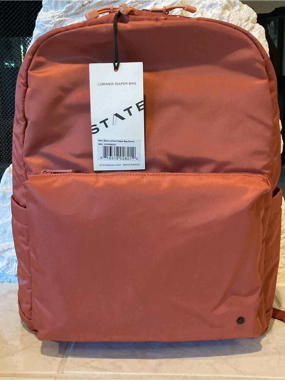 STATE Lorimer Diaper Bag Backpack in Rust